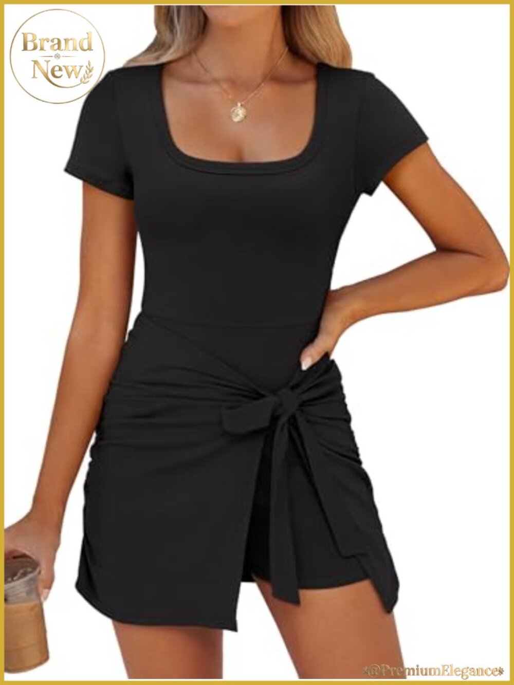Women Summer Romper Mini Dress Built in Shorts Rayon Blend Jersey